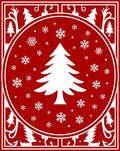 Red White Pinecone Snowflake Border Design Rug