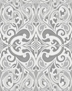 Elegant Grey Swirls Floral Pattern Rug