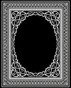 Ornate Oval Scroll Border Design Rug