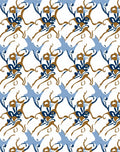 Abstract Swirl Blue Brown Floral Pattern Rug
