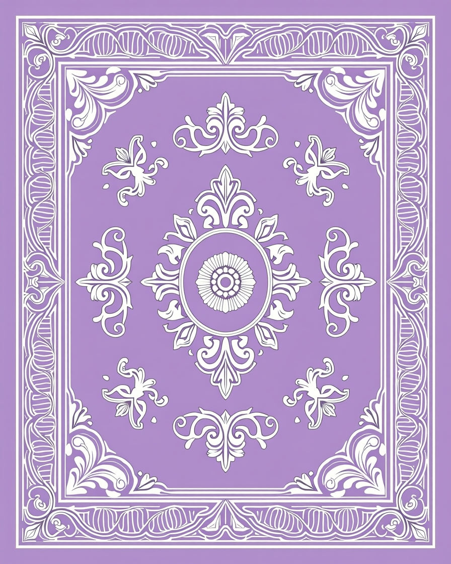 Ornate Floral Scrollwork Patterned Rug