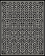 Intricate Black White Geometric Lattice Pattern Rug