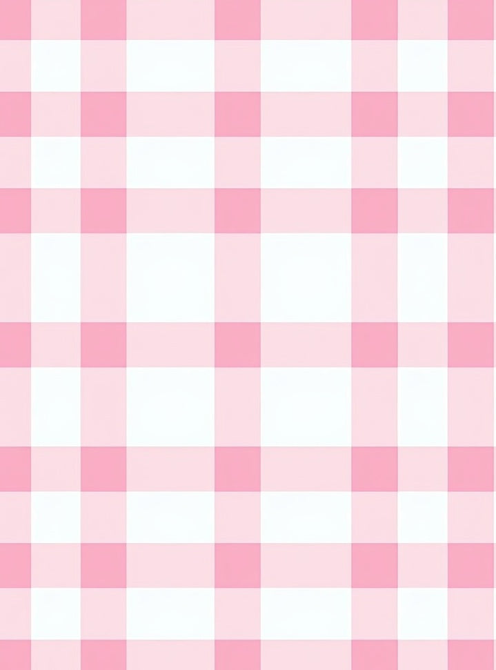 Soft Pink White Gingham Pattern Rug