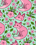 Pink Fox Floral Pattern Rug
