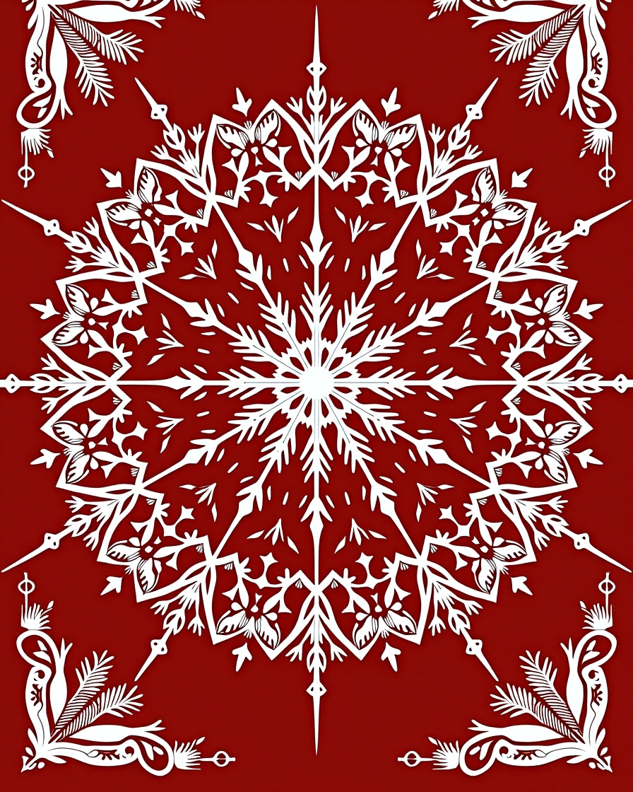 Intricate Snowflake Mandala Design Rug
