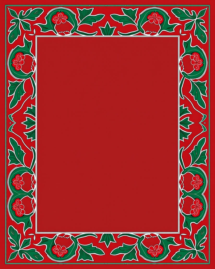 Victorian Floral Red and Green Border Rug