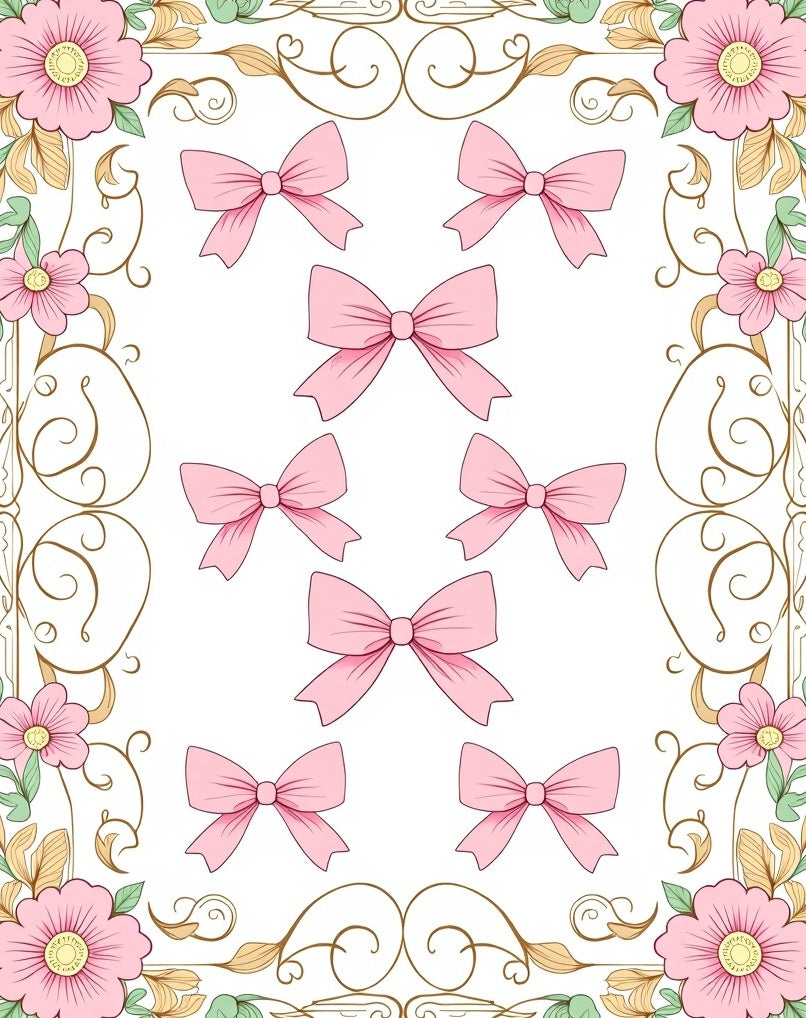 Pink Bows and Floral Swirls Rug