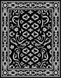 Classic Black White Floral Border Design Rug