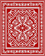 Intricate White Floral Red Pattern Rug