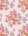 Pink Floral Outline Botanical Design Rug
