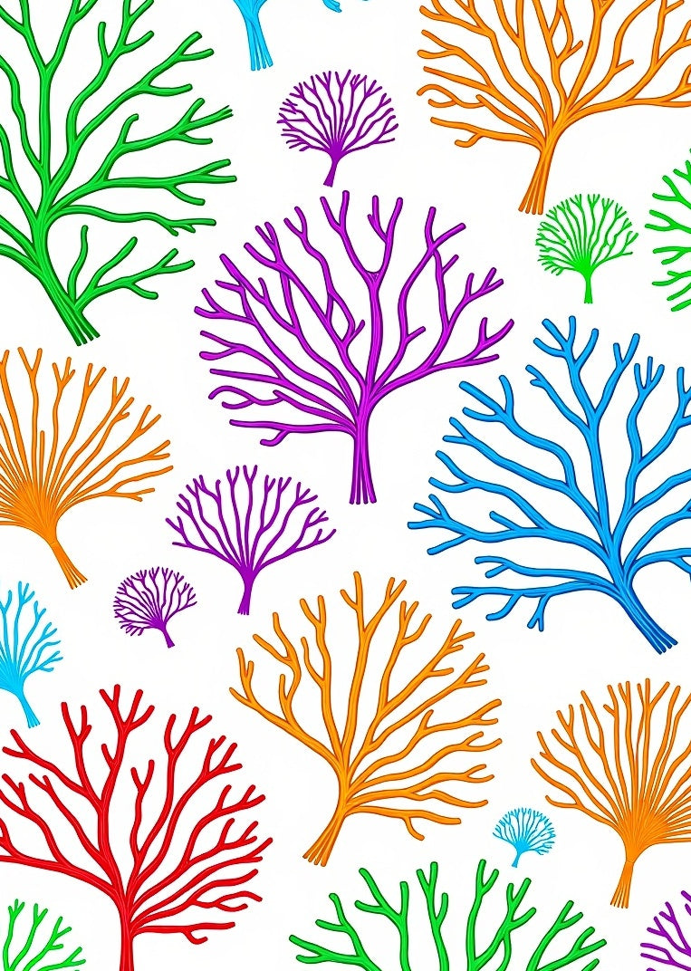 Vibrant Coral Branch Pattern Rug