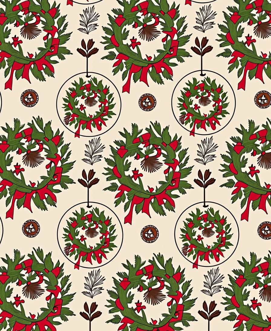 Festive Wreath Patterned Design Rug