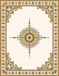 Geometric Starburst Floral Border Pattern Rug