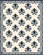 Classic Dark Damask Floral Design Rug