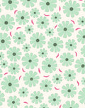 Whimsical Mint Flower Pattern Rug
