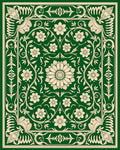 Elegant Green Floral Botanical Pattern Rug