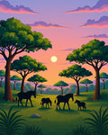 Savannah Sunset Zebra Family Design Rug