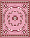 Pink Sunburst Leaf Geometric Design Rug