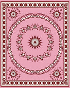 Pink Sunburst Leaf Geometric Design Rug