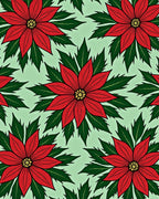 Red Floral Festive Poinsettia Design Rug