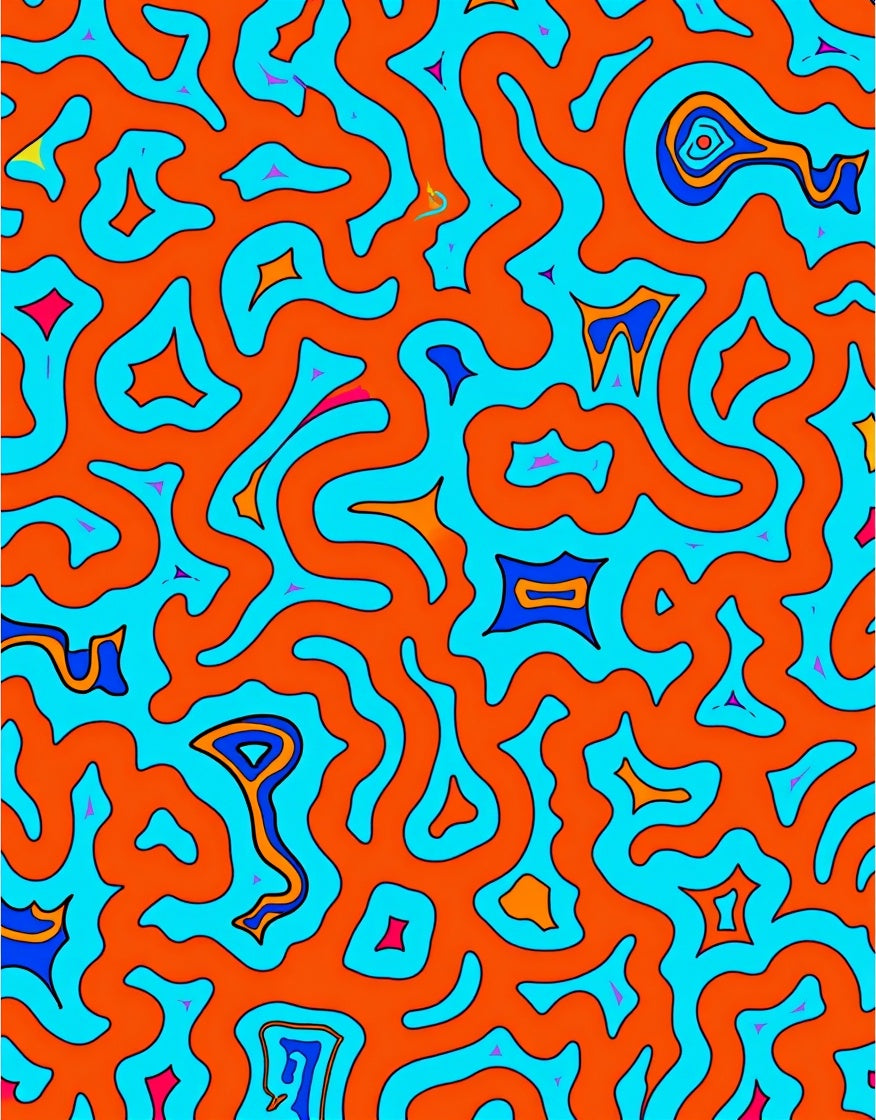 Bright Orange Aqua Organic Pattern Rug