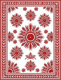 Red Sunburst Medallion Pattern Rug