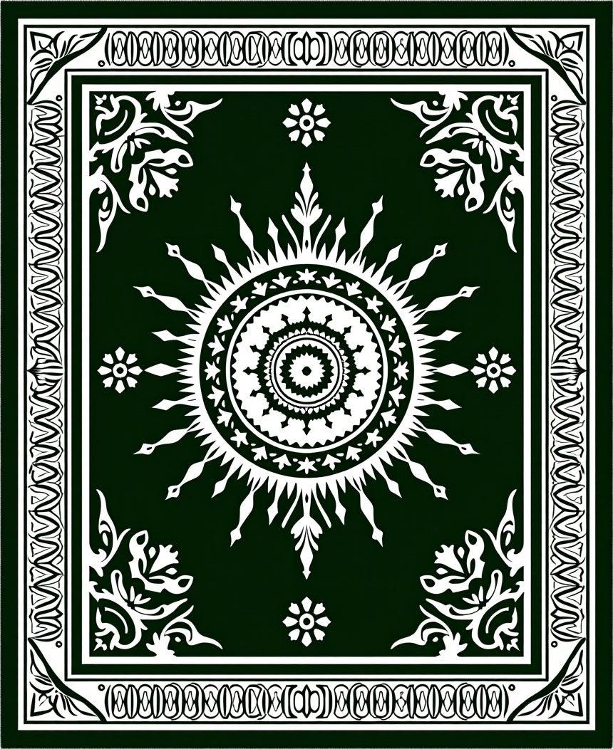 Intricate Sunburst Floral Motif Rug
