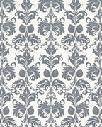 Classic Grey Damask Floral Pattern Rug