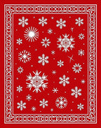 Red Snowflakes Bordered Winter Design Rug