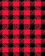 Red and Black Abstract Buffalo Check Design Rug