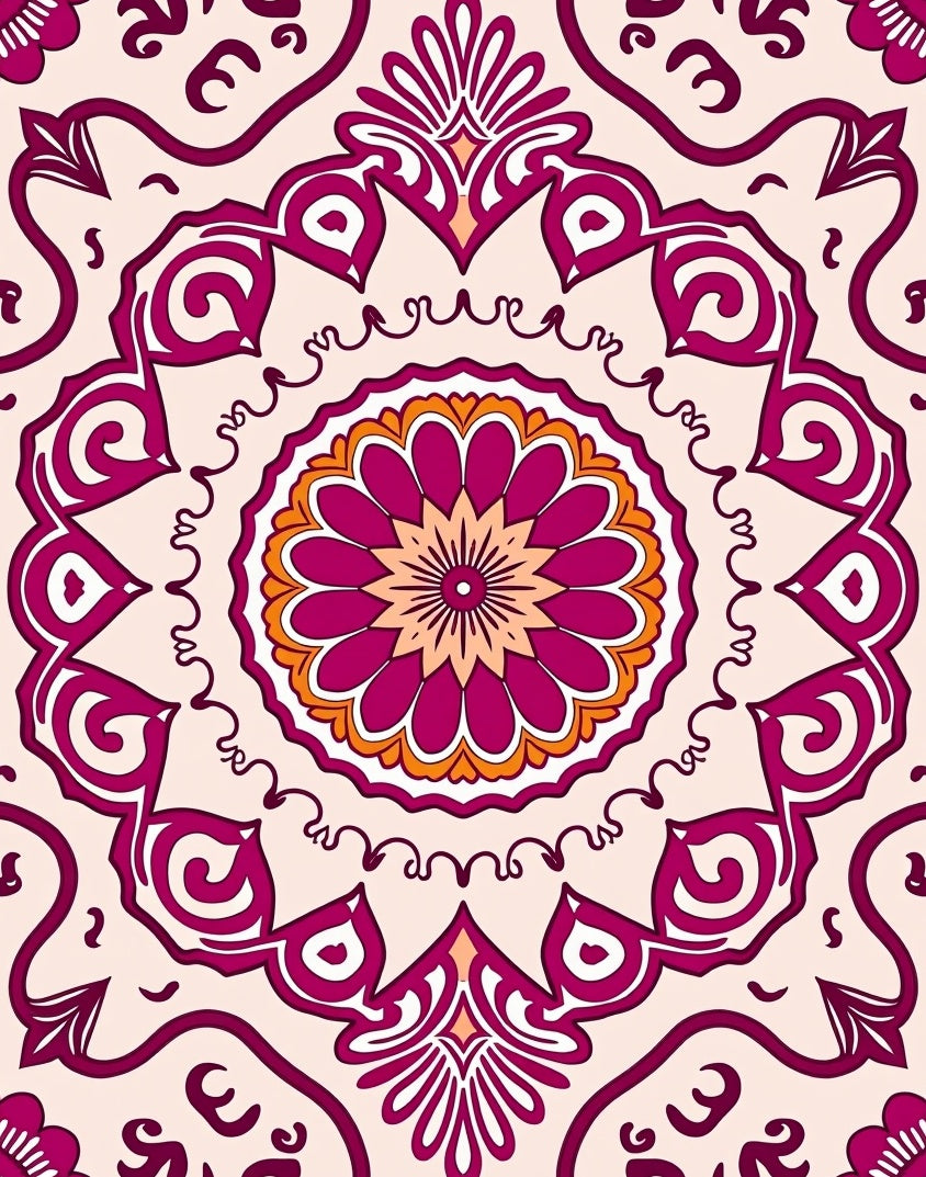 Mandala Inspired Floral Pattern Rug