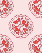 Red Floral Medallion Pattern Rug