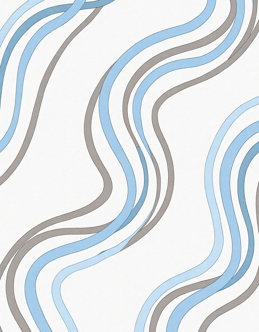 Abstract Wavy Blue Gray Pattern Rug
