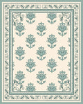 Elegant Teal Floral Repeating Pattern Rug