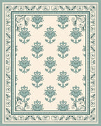 Elegant Teal Floral Repeating Pattern Rug