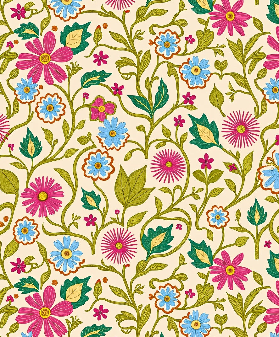 Vintage Floral Vines Pattern Rug