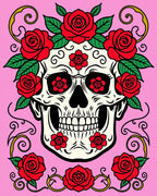 Skull Rose Floral Design Rug
