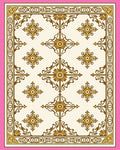 Gold Ornate Floral Scroll Pattern Rug