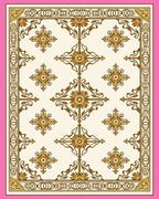 Gold Ornate Floral Scroll Pattern Rug