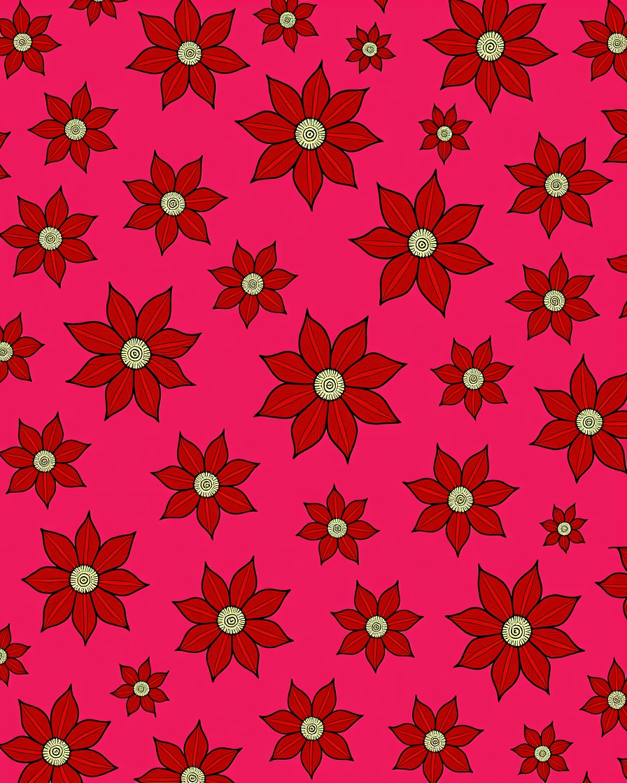 Bold Red Floral Pattern Design Rug