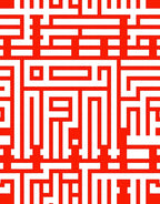 Bold Red Geometric Maze Pattern Rug