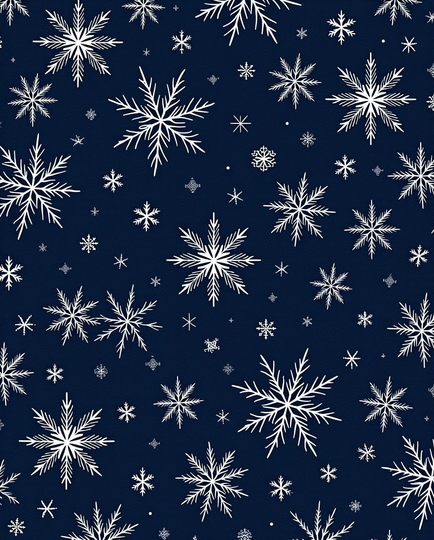 White Snowflake Pattern On Navy Background Rug