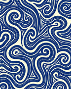 Abstract Swirl Patterned Deep Blue Rug