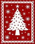 Red Christmas Tree Snowflake Pattern Design Rug