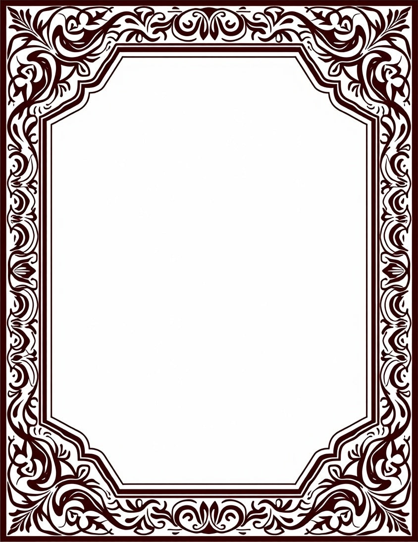 Ornate Floral Decorative Border Design Rug