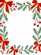 Red Bow Pine Berry Border Rug