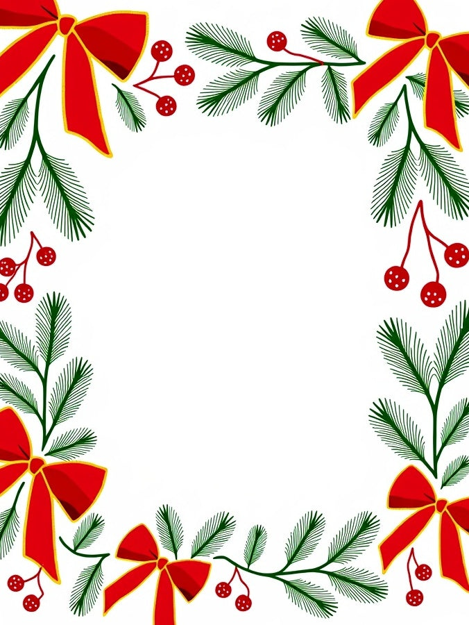 Red Bow Pine Berry Border Rug