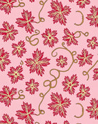 Pink with Red Leaf Vines Pattern Rug