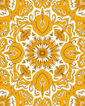 Ornate Yellow Floral Mandala Design Rug