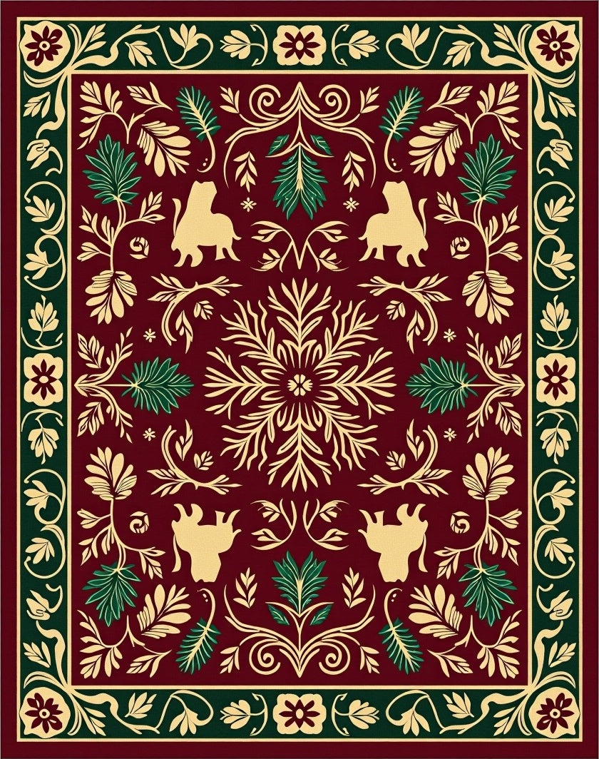 Regal Floral Animal Medallion Pattern Rug